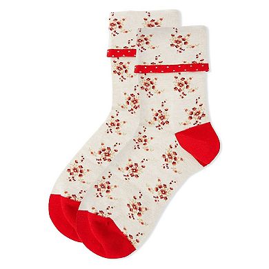 Vintage Floral Women's Cotton Blend Ankle Socks