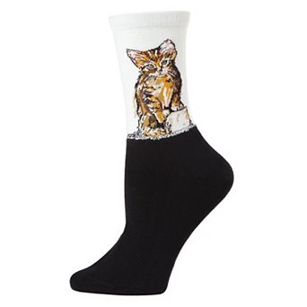 Women's Kitten Limited Edition Art Cotton Blend Crew Sock