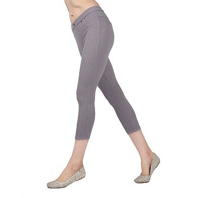 Chino Capri-Length Cotton Blend Leggings