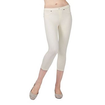 Chino Capri-Length Cotton Blend Leggings