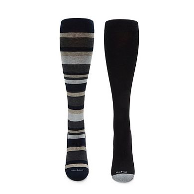 2 Pair Women's Cotton Blend 15-20 mmHg Graduated Compression Socks