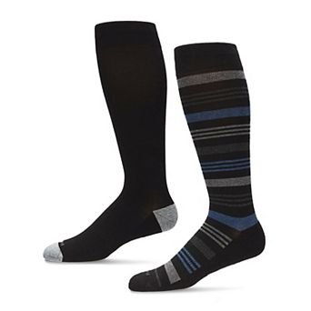 2 Pair Women's Cotton Blend 15-20 mmHg Graduated Compression Socks