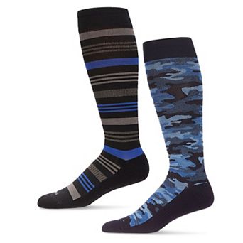 2 Pair Women's Cotton Blend 15-20 mmHg Graduated Compression Socks