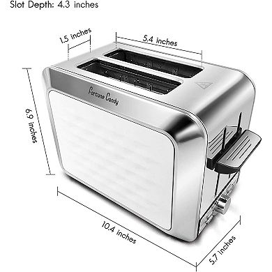 Toaster, Diamond Pattern, 2 Slice, Stainless Steel, Toaster For Bagels, Wide Slots Toaster