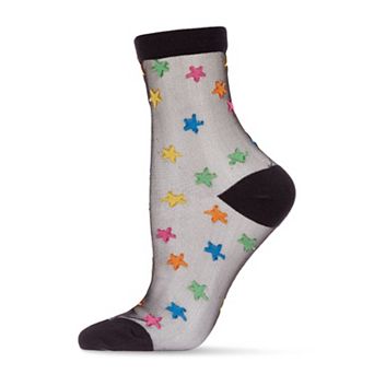 Women's Starstruck Colorful Cotton Blend Sheer Anklet Sock