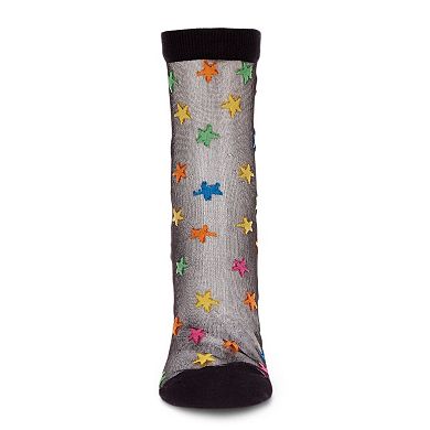Women's Starstruck Colorful Cotton Blend Sheer Anklet Sock