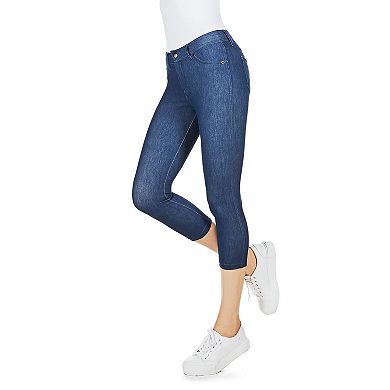 Denim Zipper Capri Cotton Blend Jean Leggings