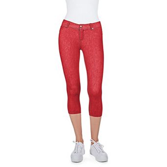 Denim Zipper Capri Cotton Blend Jean Leggings