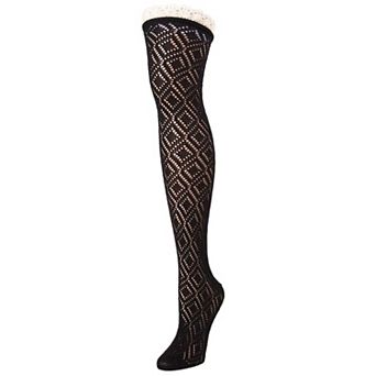 Women's Diamond Open Knit Over The Knee Socks