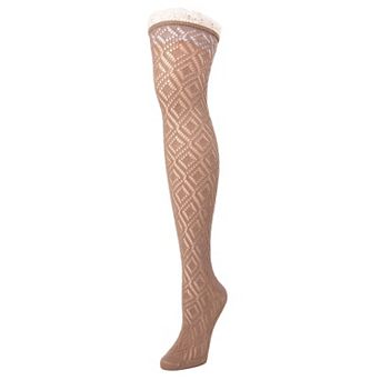 Women's Diamond Open Knit Over The Knee Socks