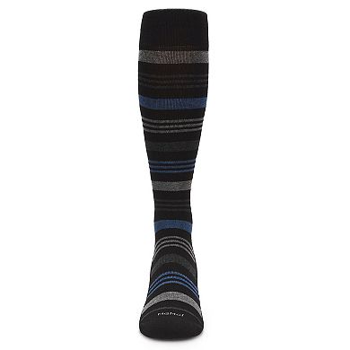 Women's Black Multi Striped Cotton Blend 15-20mmhg Graduated Compression Socks