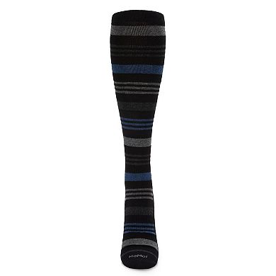 Women's Black Multi Striped Cotton Blend 15-20mmhg Graduated Compression Socks