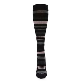 Women's Black Multi Striped Cotton Blend 15-20mmhg Graduated Compression Socks