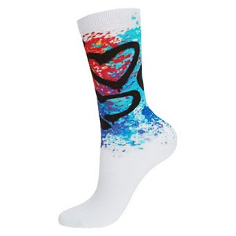 Women's Colorful Graffiti Heart Art Cotton Blend Crew Sock