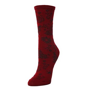 Natori Cascading Floral Cotton Blend Crew Sock