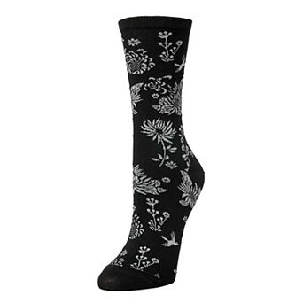 Natori Cascading Floral Cotton Blend Crew Sock