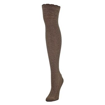 Fine Crosshatch Cotton Blend Over The Knee Socks
