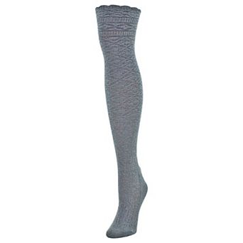 Fine Crosshatch Cotton Blend Over The Knee Socks