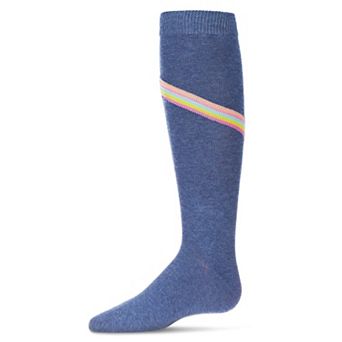 V Stripe Lurex Cotton Blend Knee High Socks