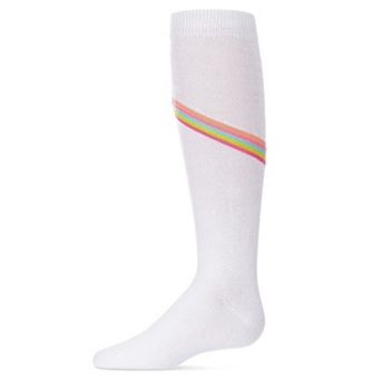 V Stripe Lurex Cotton Blend Knee High Socks