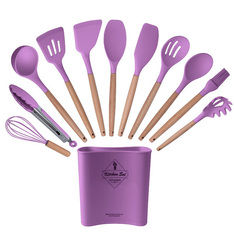 Restaurantware Purple Silicone Mixing Spoon - 10 1/2 inch x 2 1/4 inch x 3/4 inch - 1 Count Box