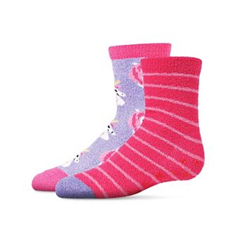 Unicorn Girls Fuzzy Non-Skid Socks 2-Pair