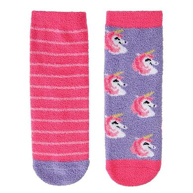Unicorn Girls Fuzzy Non-Skid Socks 2-Pair