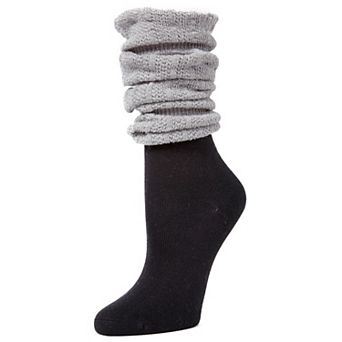 Linear Scrunch Cotton Blend Crew Socks