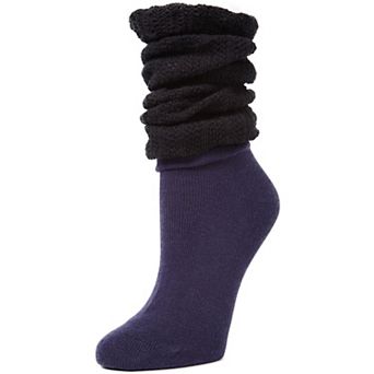 Linear Scrunch Cotton Blend Crew Socks
