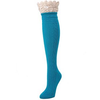 Serenity Cable & Lace Knee High Cotton Blend Socks