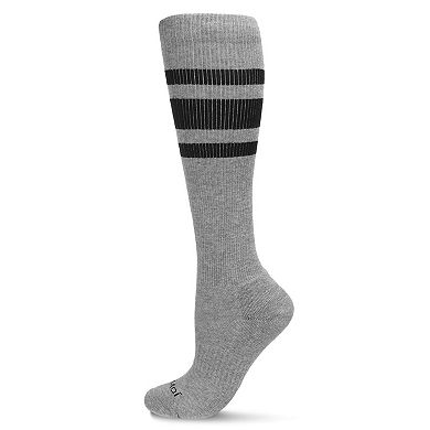 Striped Athletic Cushion Sole Knee High Cotton Blend 15-20mmHg Graduated Compression Socks