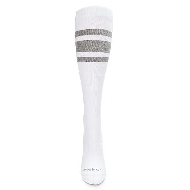 Striped Athletic Cushion Sole Knee High Cotton Blend 15-20mmHg Graduated Compression Socks