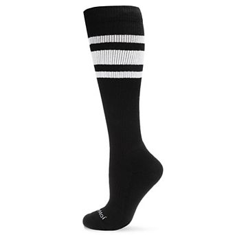 Striped Athletic Cushion Sole Knee High Cotton Blend 15-20mmHg Graduated Compression Socks