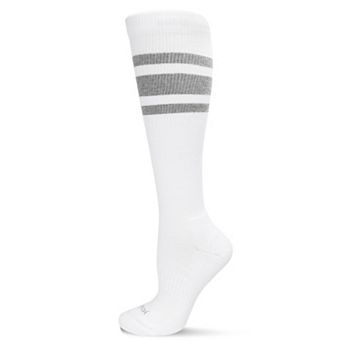 Striped Athletic Cushion Sole Knee High Cotton Blend 15-20mmHg Graduated Compression Socks