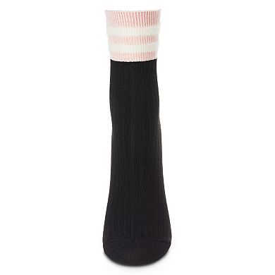 Women's Luxe Cotton Blend Athletic Striped-Cuff Crew Sock