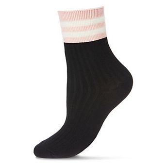 Women's Luxe Cotton Blend Athletic Striped-Cuff Crew Sock