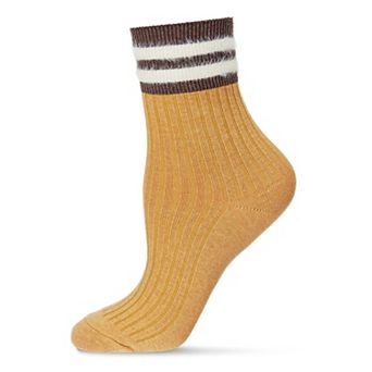 Women's Luxe Cotton Blend Athletic Striped-Cuff Crew Sock