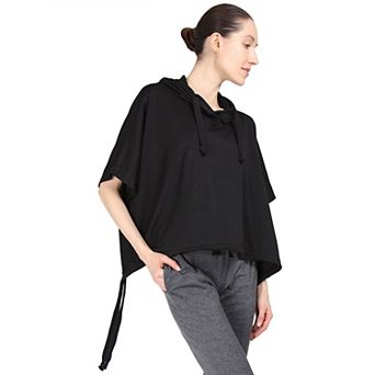 Women's Hooded Cotton Blend Cape with Tie Detail and Embroidery