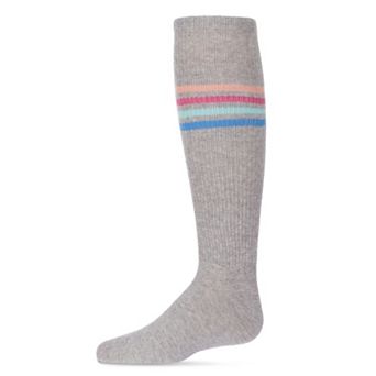 Thin Ribbed Athletic Stripe Cotton Blend Knee High Socks