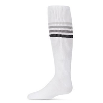Thin Ribbed Athletic Stripe Cotton Blend Knee High Socks