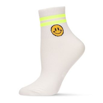 Women's Smiley Neon Stripe Cotton Blend Anklet Sock