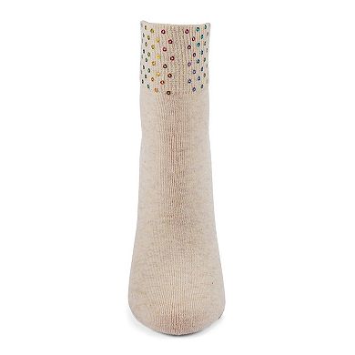 Women's Rainbow Sequin Cuff Cotton Blend Anklet Sock