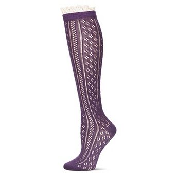 Bordeaux Crochet Combed Cotton Knee High Sock