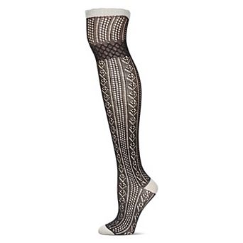 Lace Top Open Knit Over The Knee Cotton Blend Spring Socks