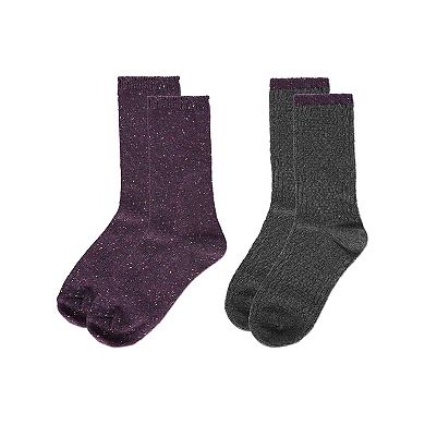 Speckled Colorblock Cotton Blend Crew Sock 2 Pair Pack