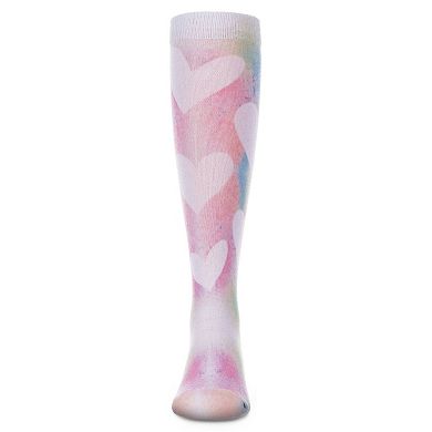 Tie Dye Pastel Heart Girls Knee High Socks