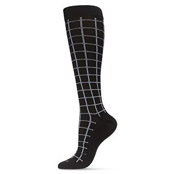 Women's Window Pane Knee High Cotton Blend 15-20mmHg Graduated Compression Socks