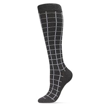 Women's Window Pane Knee High Cotton Blend 15-20mmHg Graduated Compression Socks