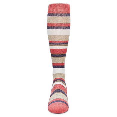 Women's Multi Striped Cotton Blend 15-20mmHg Graduated Compression Socks