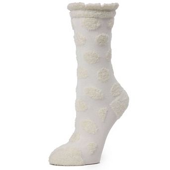 Laghetto Fuzzy Polka Dot Cotton Blend Crew Socks